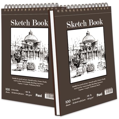 9" x 12" Sketch Book, Top Spiral Bound Sketch Pad,