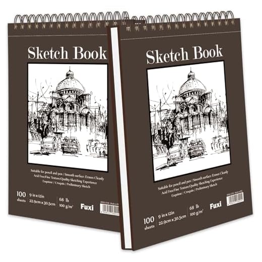 9" x 12" Sketch Book, Top Spiral Bound Sketch Pad, 2 Packs 100-Sheets Each (68lb/100gsm), Acid Free Art Sketchbook Artistic Drawing Painting Writing Paper for Kids Adults Beginners Artists