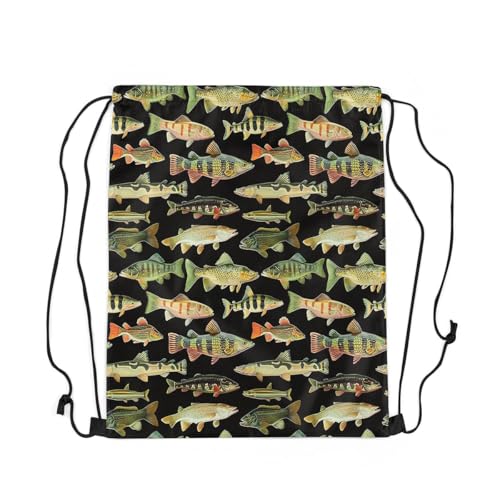 Feelyou Fishing Drawstring Backpack 13x15.7inch Vintage Pike Fish Waterproof Gym Drawstring Bags Fishing and Hunting Beach Swim Travel Bag Sackpack2