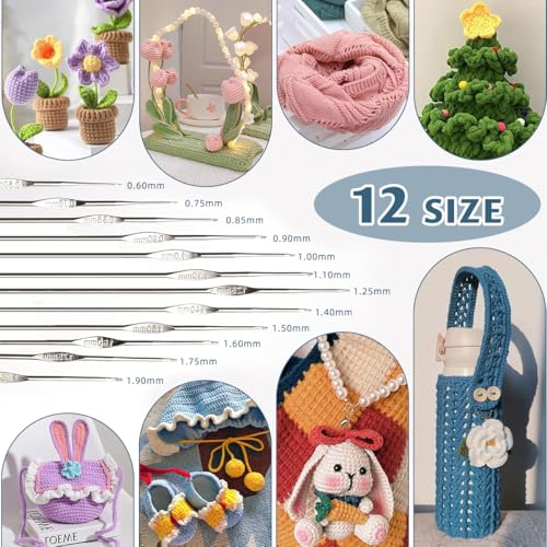 Image of HASTHIP Crochet Kit for Beginners Adults, 107Pcs Crochet Hook Set with Crochet Yarn, Portable Crochet Set Ergonomic Crochet Hooks Travel Knitting DIY Crochet Supplies, Blue