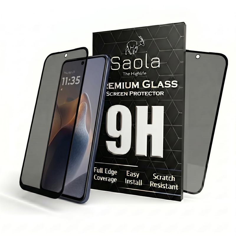 Image of Saola Ultra Privacy Tempered Glass For Motorola Edge 60 Stylus (PACK OF 1) with Free Installation Kit. Full screen Coverage. Free Replacement If Received Damaged - 6.7 inch
