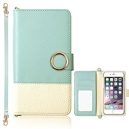 COVERARY Xperia 10 III SOG04 SO-52B Lite 手帳型 スマホケース 1個入り ブルー 全機種対応 パステル バイカラー ストラップ パステルカラー かわいい 100061411g