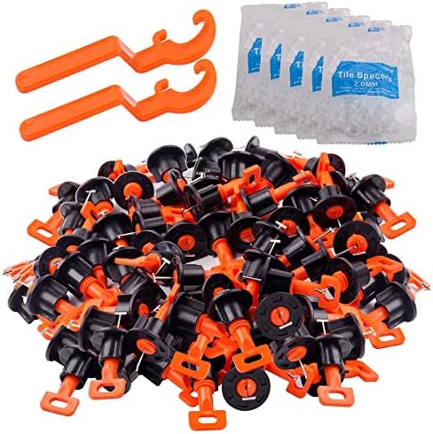 Tile Leveling System Kit with 100pcs Tile Leveler & 2 Special Wrenches & 500pcs 2mm Tile Spacers