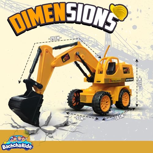 Image of Remote-Controlled JCB Digger Toy for Kids with Movable Shovel, Excavator Bulldozer Toy with Lights & Anti-Skid Rubber Tires - Indoor /Outdoor Construction Vehicle Play (Yellow, 8037)