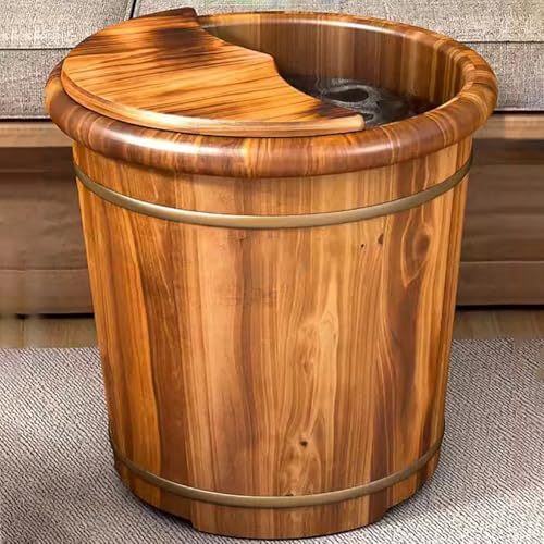 Baño de pies de madera profundo con tapa aislante L