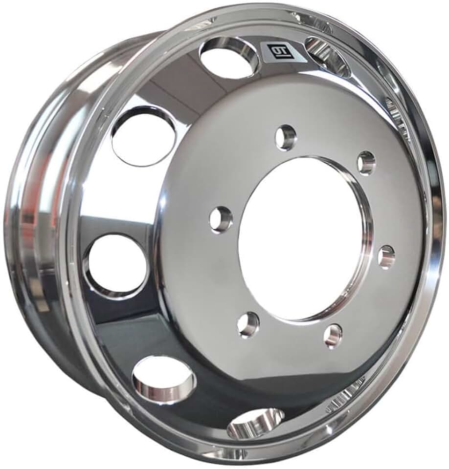 Roda de Alumínio para Caminhão 3/4, 17,5 x 6 Polegadas, 6 Furos, Alto Brilho, Borda Larga