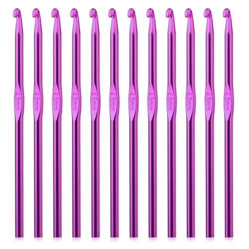 UzecPk 12Pcs 4.5mm Crochet Hook US Size 7 Aluminum Crochets Hooks Craft Yarn Crochet Hooks Bulk Crochet Needles for Crocheting Yarn Metal Crochet Hook for Knitting Scarf Hat