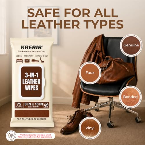 Kreair 3in1 Leather Wipes 75 Count