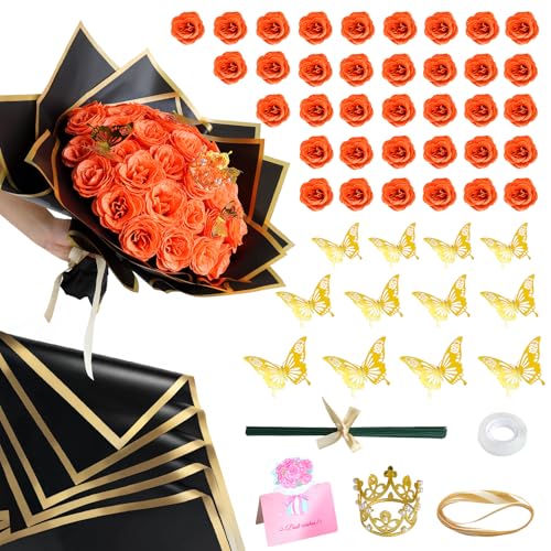 CCYXSHOW DIY Glitter Roses Bouquet - 36 Pack Fall Everlasting