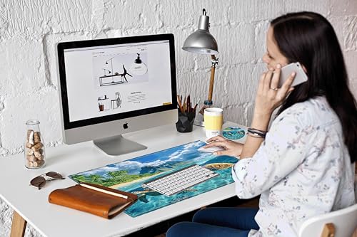 Image of Gaming Mouse Pad Large Mousepad Sea Turtle Desk Mat XXL Big Desk Pad 31.5x15.75 Rubber Base Computer Pad with Stitched Edges Mouse Mat for Work Game Home Office