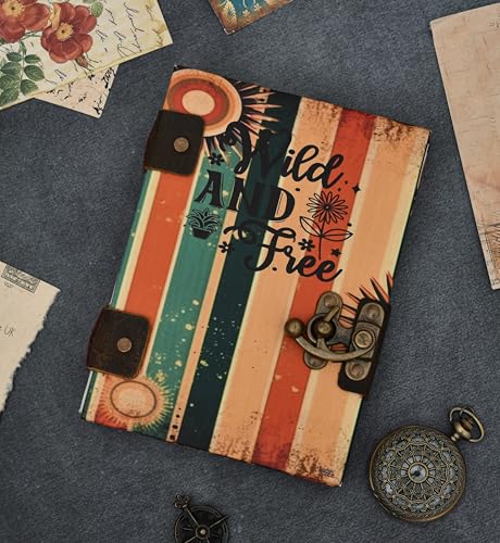 Image of Handmade Eco-Friendly Journal | ?Wild and Free? Printed Diary with Metal Lock for Notes, Writing & Sketching