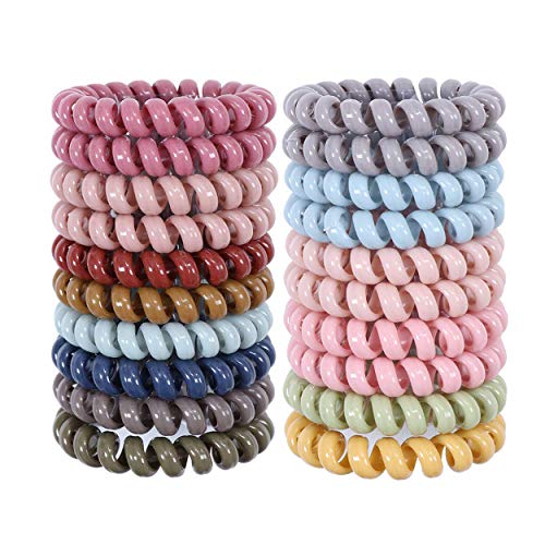 Spiral Hair Ties No Crease, hair cords, Coil Hair Ties,Phone Cord Hair Ties, Spiral Telephone Hair Ties for Women Phone Cord Hair Ties Elastics Accessories 20pcs - Candy Colors Series