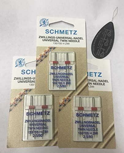 Schmetz Agujas para máquina de coser – Twin 2.5/80, 3 paquetes de 2 (oferta especial/descuento a granel!!)
