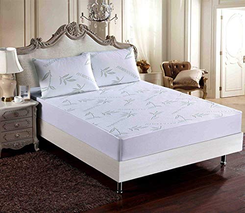 EUROSTYLE Art. Senso Strech Jacquard en tissu bambou avec dessous en plastique, imperméable, anti-acariens, hygiénique, anti-bactéries, protège votre matelas (lit simple)