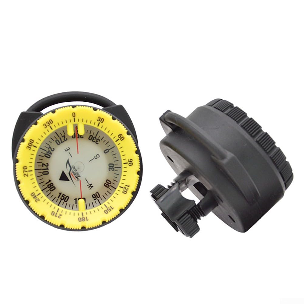 Brújula de buceo magnética fuerte de 50 m, brújula de buceo, abrazadera de tubo, brújula luminosa subacuática con soporte de clip de ventana lateral de aguja