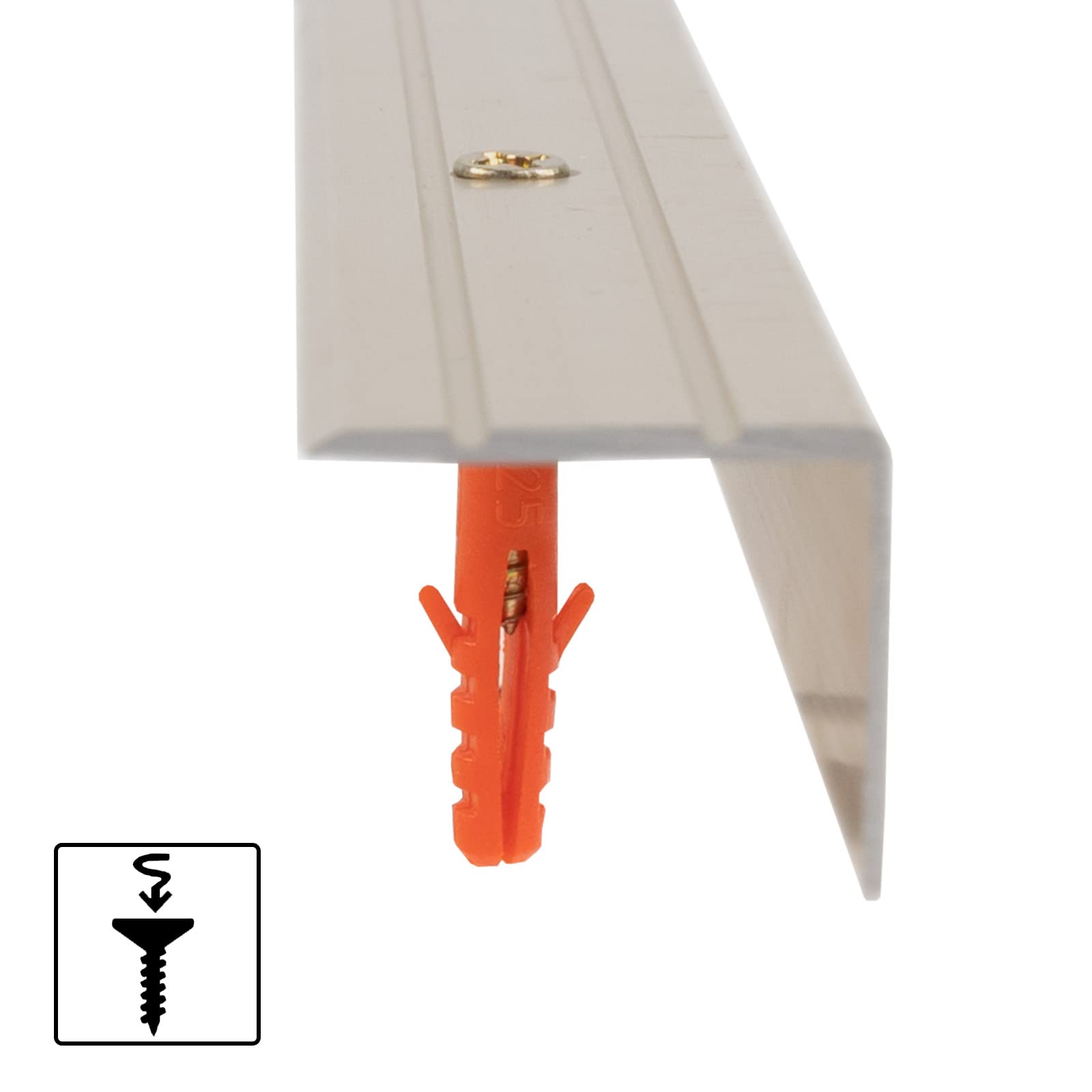 Floordirekt Winkelprofil 24,5 x 20 mm - Abschluss für Treppenstufen & Absätze - Vorgebohrt oder Vorgebohrt - Bodenleiste aus Aluminium (Edelstahl - matt, Vorgebohrt)