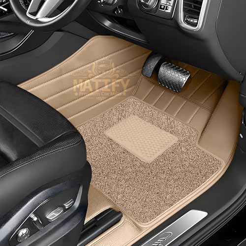 Image of 9D Car Floor Mat for Maruti Suzuki Swift Dzire 2018 Onwards | Waterproof | Anti-Slip | Luxury Premium Leather Car Mat | Full Coverage | All Weather | Custom Fitted Car Foot Mats - Beige