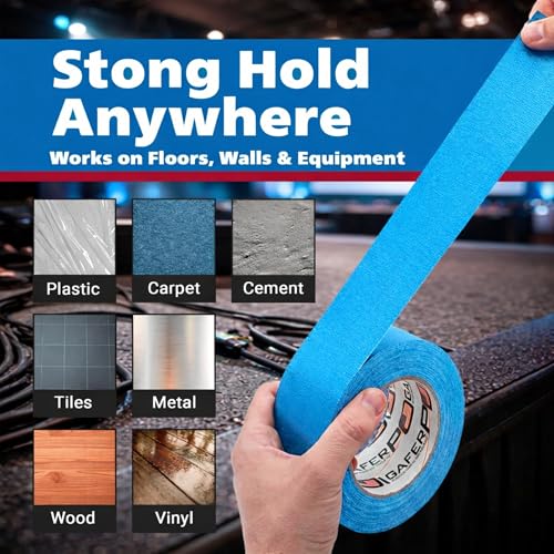 Image of Gaffer Power Professional Grade Gaffer Tape 2 Inch x 30 Yards, Fluorescent Blue - Made in USA, High Visibility Cloth Tape for Floor Marking, Stage, Film, Clean Removal, Heavy Duty