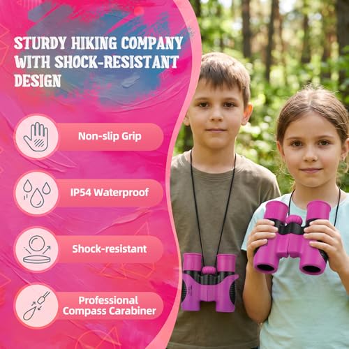 Binoculares compactos 8x21 para niños color rosa miniatura 3