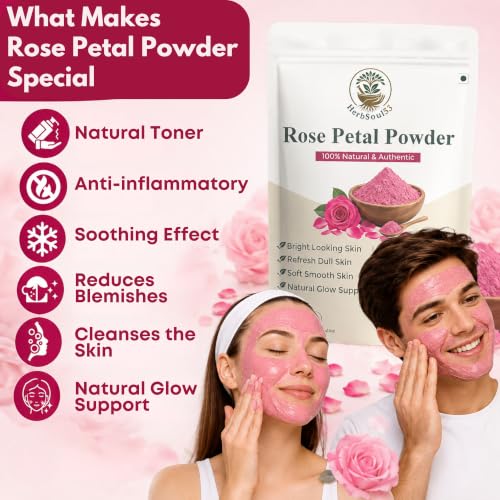 Image of Rose Petal Powder - 250g | Antioxidant Support To Revitalize Skin Health | 100% Pure & Natural | Rose Powder for Face Mask, Tanning & Glowing Skin.