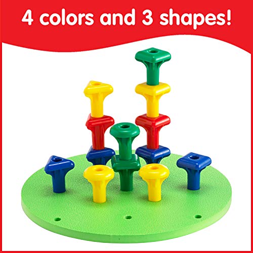 Image of edxeducation FunPlay Geo Pegs - Homeschool Kit for Toddlers - 18m+ - 24 Plastic Pegs + 2 Pegboards + 50 Activities + Messy Tray