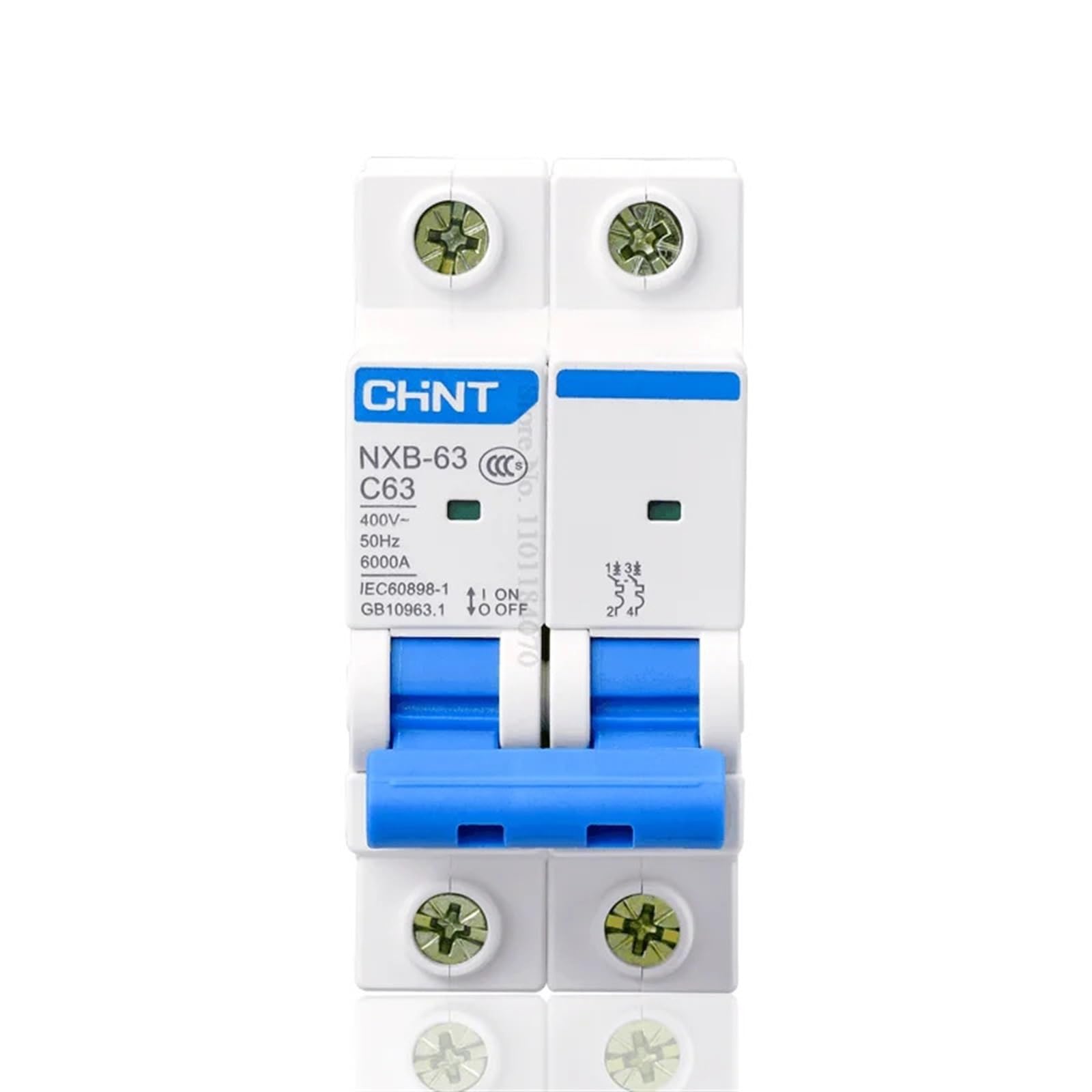 Disjoncteur Miniature NXB-63 2P AC, Courbe C, 400 V, 10 A, 16 A, 20 A, 25 A, 32 A, 40 A, 63 A, Rail DIN DZ47(20a)