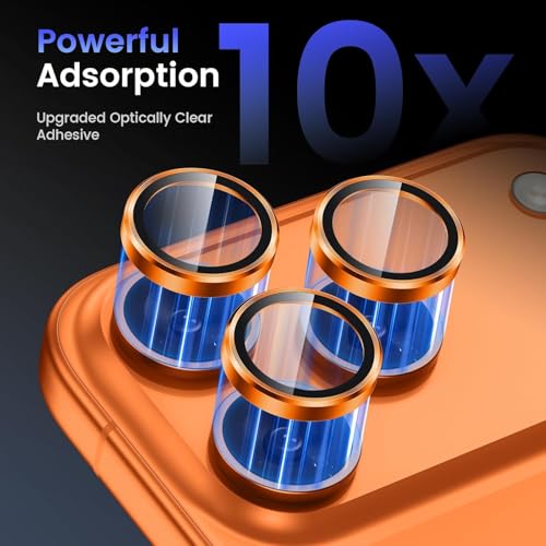 Image of CLITZ Camera Lens Protector for iPhone 17 Pro Max / 17 Pro, Aluminum Alloy Metal Ring with 9H Tempered Glass Camera Cover, Scratch Resistant Lens Protector, Case Friendly, Orange
