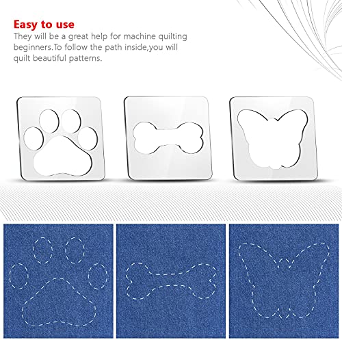 3Pcs Free Motion Quilting Rulers And Templates Set Butterfly Pet Footprint Bone Pattern 1/8 Inch Thick Acrylic Quilting Templates For Domestic Sewing Machines With Non-Slip Grips (Style B)… #TOP3