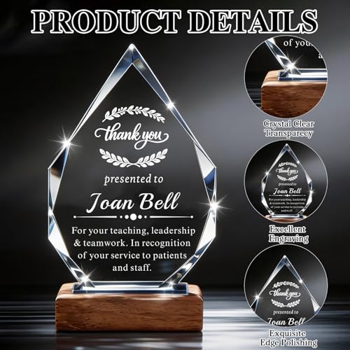 Image of Custom Crystal Award Trophy, Personalized Trophy with Company Logo & Text