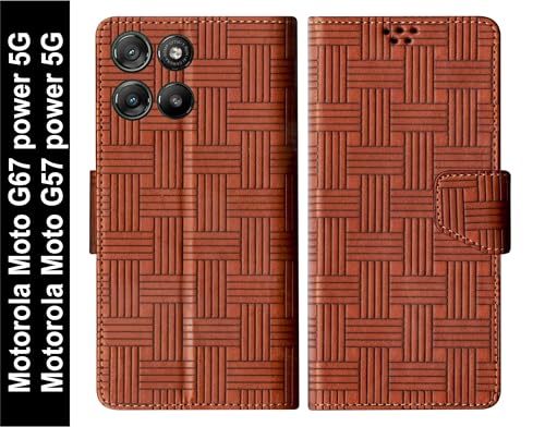 Image of SBMS Flip Cover for Motorola Moto G67 Power 5G / Moto G57 Power Back Cover Case with Magnatic Closure | Genuine Leather Finish | Inbuilt Stand | Card & Money Pocket | Wallet Style Case (Mat Tan)