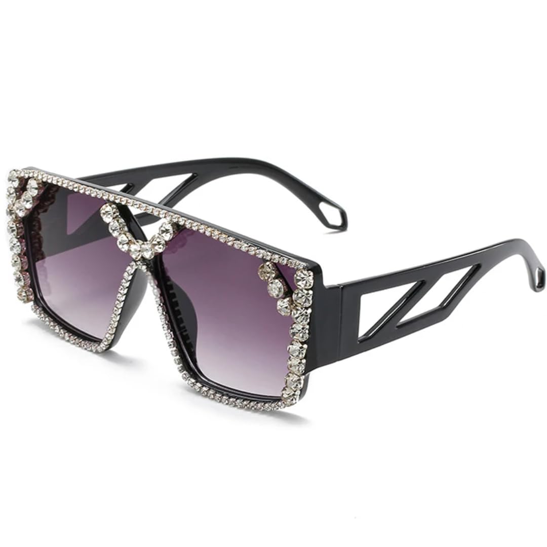 Occhiali da sole oversize alla moda con diamanti per donna, occhiali da sole di lusso con strass alla moda per uomo e donna, UV400