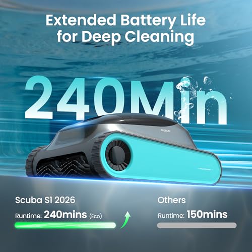Image of (2026 Upgrade) (Renewed) Aiper Scuba S1 Robotic Pool Cleaner,270 Min Runtime, Floor /Wall /Waterline /Shallow Area Cleaning, Ultra-fine Filter, Smarter Navigation, App Support-Blue