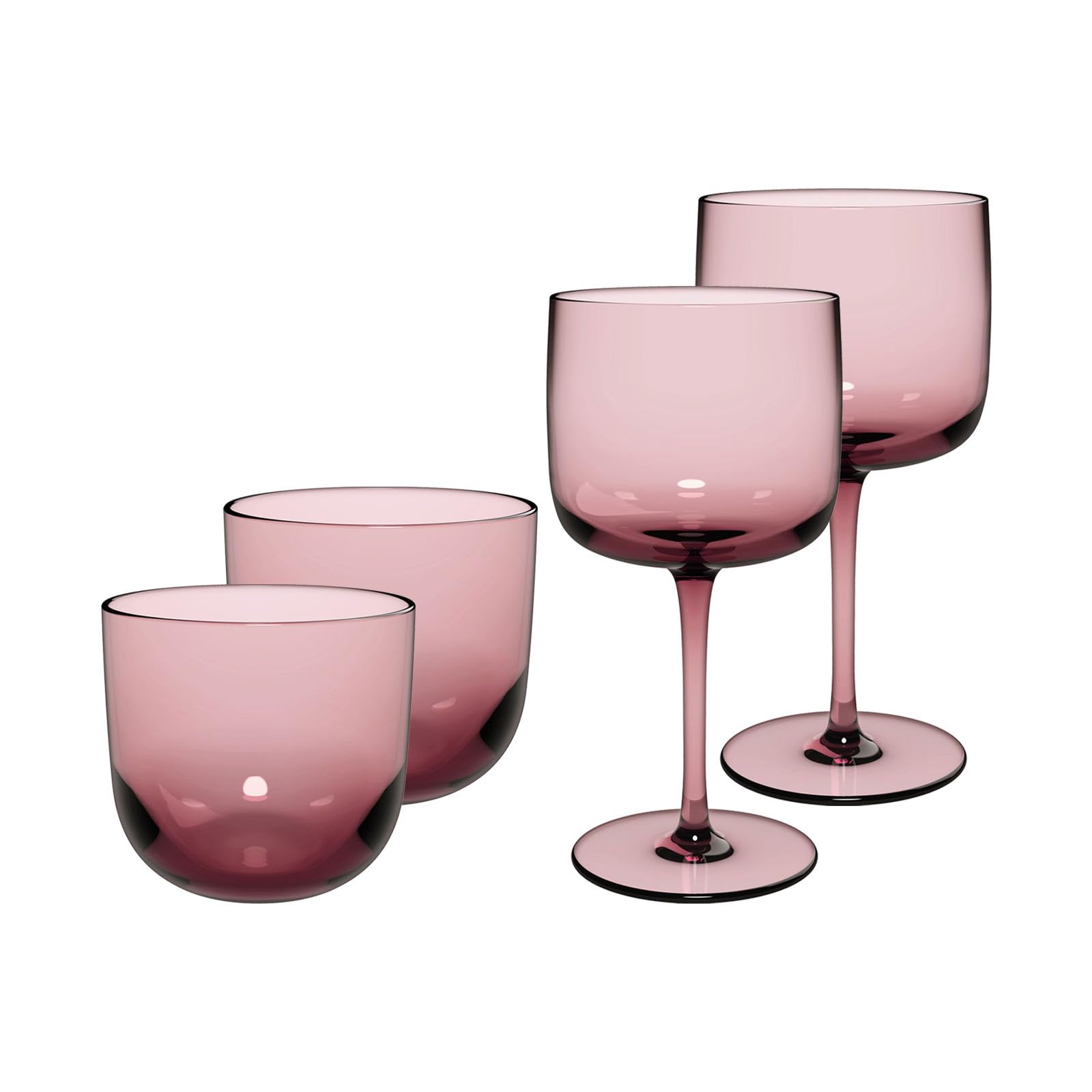 like. by Villeroy & Boch – Like Grape Wein- & Wassergläser-Set 4tlg. Traube | Je 2x Weinglas (270 ml) und Wasserglas (280 ml), Farbige Gläser, Kristallglas