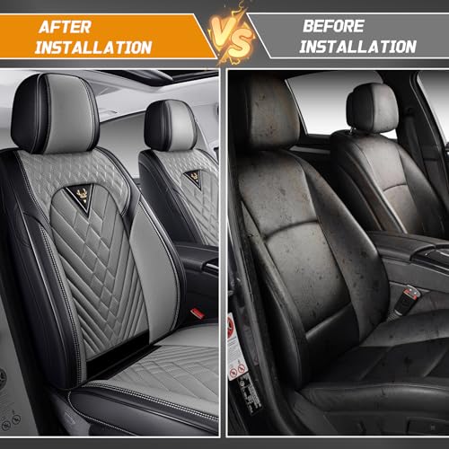Image of for Toyota RAV4 Seat Covers 2008-2026, Waterproof Car Seat Covers | Nappa Leather Seat Covers for RAV4 Front Set, Airbag Compatible, Full Coverage Seat Protectors, Easy Install(Black /Gray)