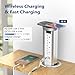 BTU Pop Up Outlet for Countertop, 4 Inch Hole Receptacle Power Strip with USB C & 4 AC Outlet, Pull Popup Outlet Recessed Power Socket with 10W Wireless Charger for Kitchen Conference Office