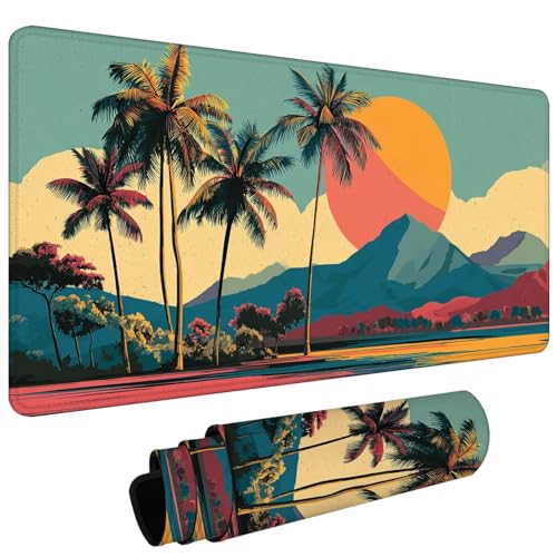 Alfombrilla Ratón Grande Gaming Mouse Pad XXL 1000x500x3mm Lavable, Precisión Velocidad en Juegos-Antideslizante-Superficie de Tejido, Mouse Mat de Oficina Gaming en Casa (Atardecer De Coco) L#L1263