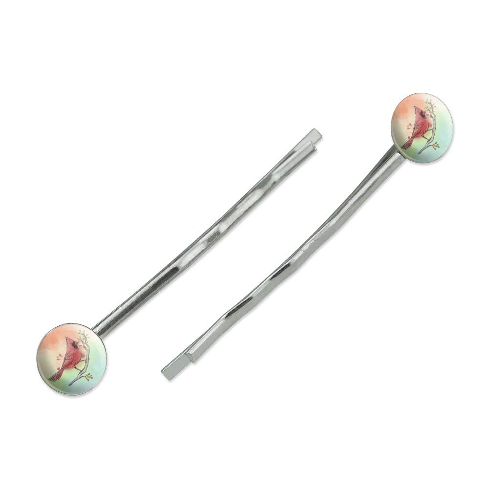 Northern Cardinal Watercolor Northeastern Bird Bobby Pins Barrettes Hair Styling Clips