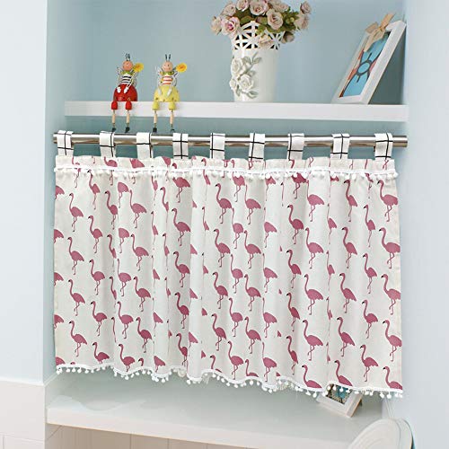 Abreeze Window Tier Curtain Window Treatment Blackout Half Window Curtains Drapes Valances For Café/Bath/Laundry/Bedroom,55" W X 20" L，1 Panel,Flamingo #TOP2