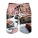 Short de bain pour homme - Automne - Arbre rouge - Roches, Bach - Short de bain - Loisirs - Impression graphique 3D - Doublure en maille - Short court avec cordon de serrage - Poches latérales - Blanc