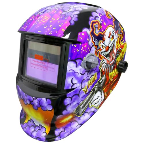 Auto Darkening Welding Helmet (Clown Style Design) - Adjustable Shade 8-13 Full Face Head & Neck Protection for Arc/TIG/MIG Welding Lightweight Breathable Mask with Comfort Fit