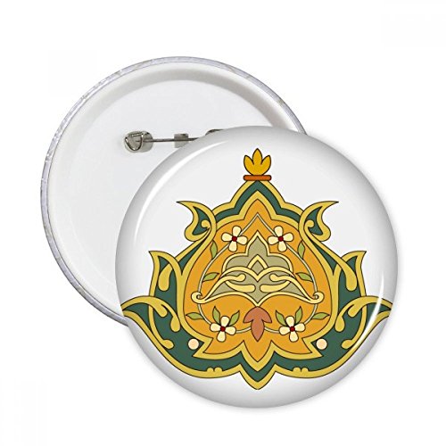 Broches rondes motif baroque fleur feuille badge vêtement L