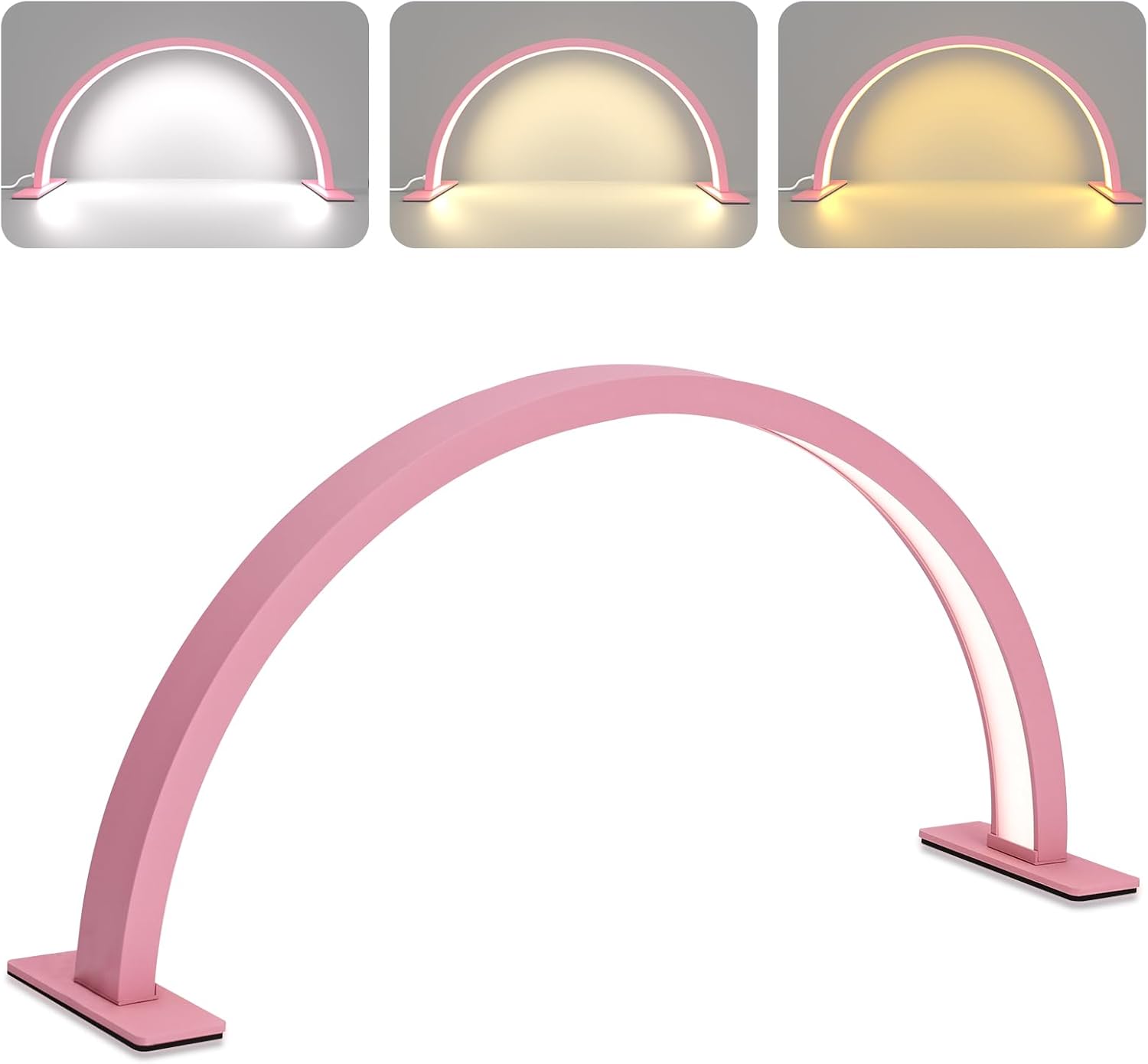 Half Moon Nail Desk Lamp, 22 Inch Half Moon Light for Nail Desk, Lash Light for Eyelash Extensions with 3 Color Temperature 3000k-6500k for Nail, Lash, Tattoo, Skincare (Pink)