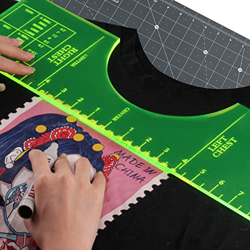 Image of T-Shirt Rulers Guide,Alignment Ruler Shirt Measurement Tool for Applying Vinyl and Sublimation Designs On Shirts with Size Chart Built-in - HTV Alignment Tool