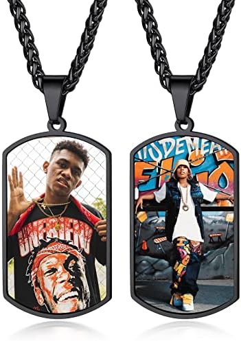 Custom4U Photo Necklace Personalised Dog Tag for Men,Engraved Love Heart Jewellery Gifts for Mum Girls Women Girlfriend (with Gift Packaging)