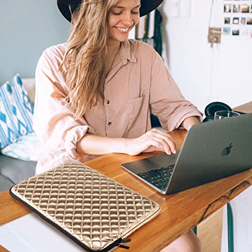 Laptop Sleeve 11 12 13 13.3 14 15 15.6 Inch Laptop Case Protective, Laptop Bag Exterior Quilted Pu Leather Smooth Zipper Closure, Interior Velvet Lined Padded With Pocket, Computer Sleeve #TOP5
