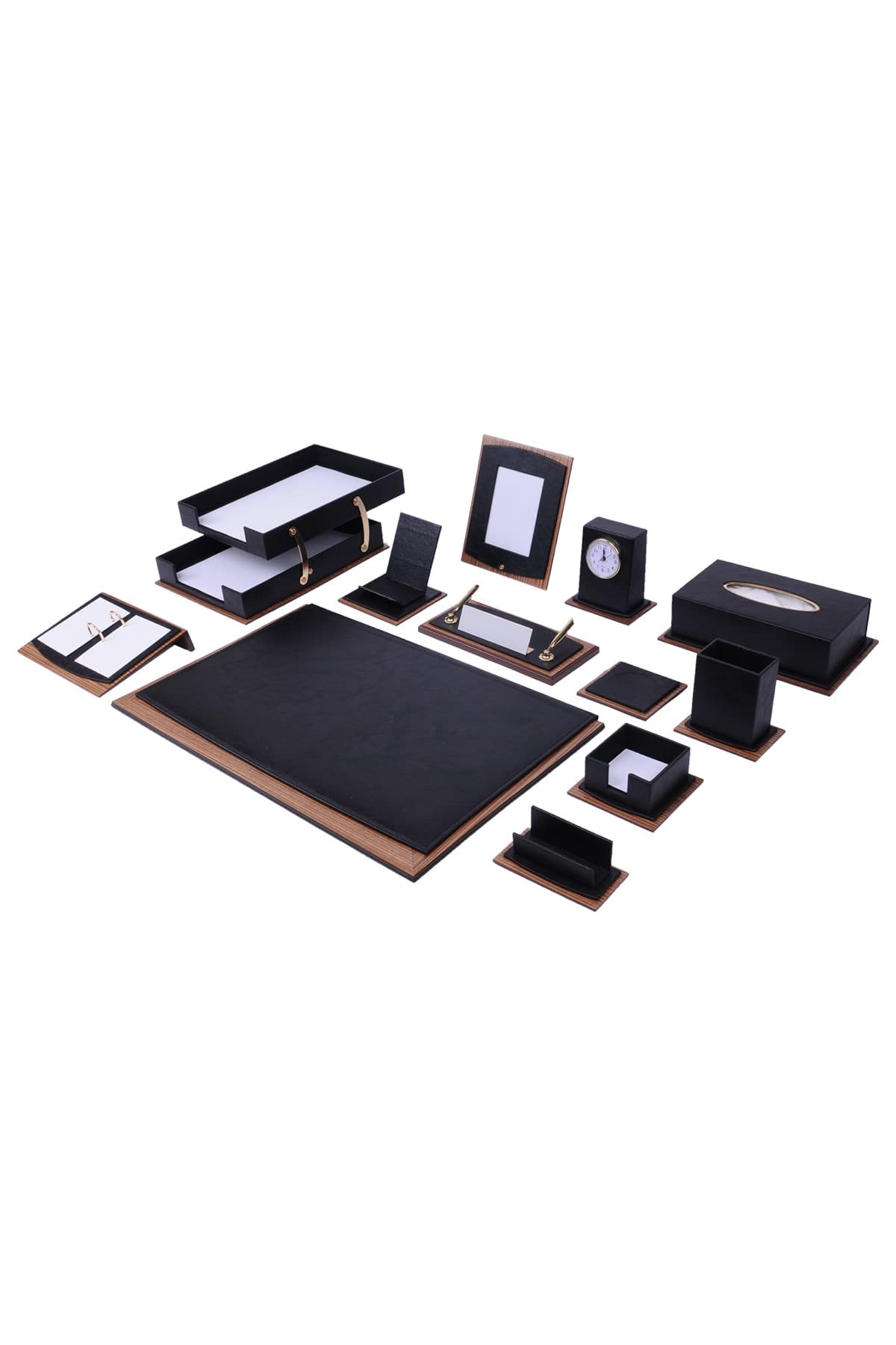 Lux accessoires de bureau en cuir noir pour organiser votre espace de télétravail