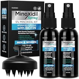 5% Minoxidil Hair Growth Spray with Manual Hair Scalp Brush, Minoxidil for Women Hair Growth, Minoxidil for Men Beard Growth, Hair Regrowth for Men and Women, Hair Loss Treatments.