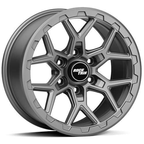 Image of RockTrix RT107 17x8.5 Wheel 6x5.5 Compatible with Toyota Tacoma, 17 Inch Matte Gunmetal Rim 6x139.7 +25mm Offset, 5.73 inch Backspacing, Also Fits 2002-2026 Toyota 4Runner, FJ Cruiser, 1999-2006 Tundra