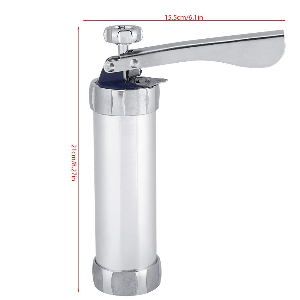 Cookie Press, Stainless Steel Churro Maker Machine with 20 Decorative Molds and 4 Nozzles for DIY Biscuit Maker 8.27 x 6.10in