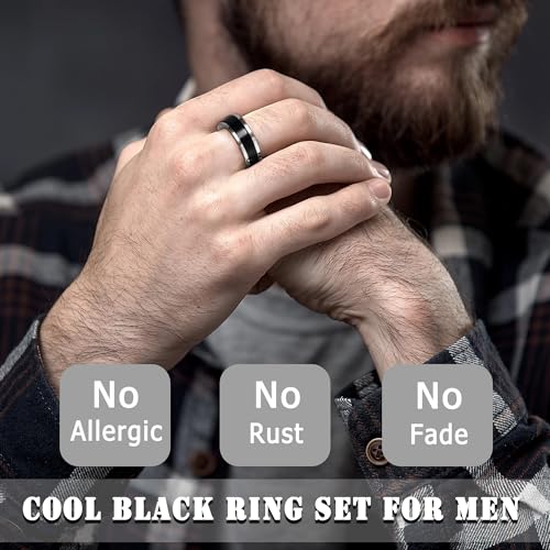 EIELO 8Pcs Stainless Steel Vintage Rings for Men Greek Signet Thumb Silver Retro Carving Celtic Band Rings Vintage Biker Band Rings Set Edge Mens Rings Jewelry3